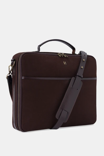 Boris Hakiki Deri Erkek 15,6" Tek Bölmeli Dizüstü Bilgisayar Çantası - Resim 12