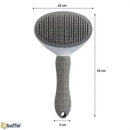 İpek Yıldızı® Kedi Köpek Tüy Toplayıcı Kendini Temizleyebilen Ergonomik Rahat Evcil Hayvan Tarağı Gri - Resim 7