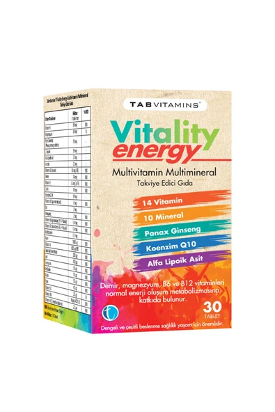 Tabvitamins Vitality Energy 30 Tablet 8680133002885 ürün görseli