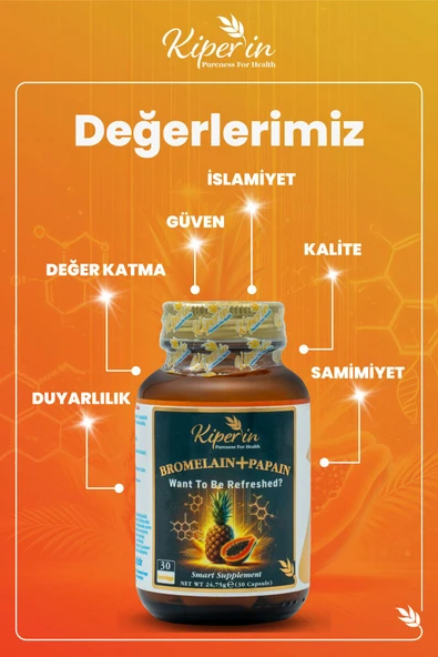 Bromelain(2500 GDU) & Papain - Doğal Proteolitik Enzim (30KAPSÜL & 700MG) 8682304243554 - 6