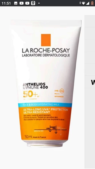La Roche Posay Anthelios UVMune 400 Face Body Hydrating Milk 150 ml ürün görseli