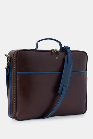 Boris Hakiki Deri Erkek 15,6" Tek Bölmeli Dizüstü Bilgisayar Çantası - Resim 6