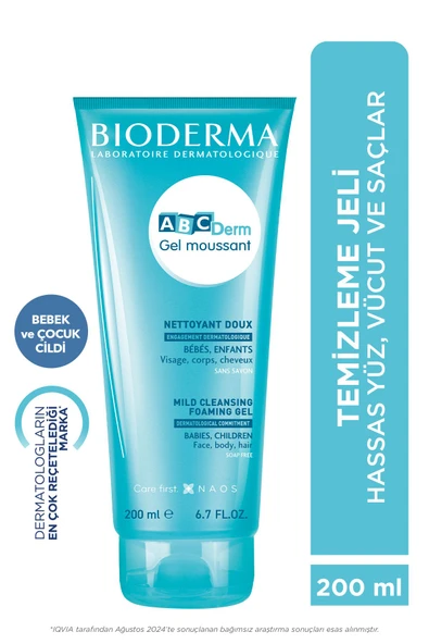 BIODERMA ABCDerm Bebek ve Çocuk Yüz, Saç, Vücut Şampuanı Normal ve Kuru Ciltler, Dermatolojik Tuzsuz 200 ml 3401345568694 ürün görseli