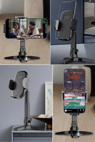 İpek Yıldızı® Masaüstü Telefon Standı 360 Derece Dönebilen Başlıklı Ayaklı Telefon Tripodu - Resim 7
