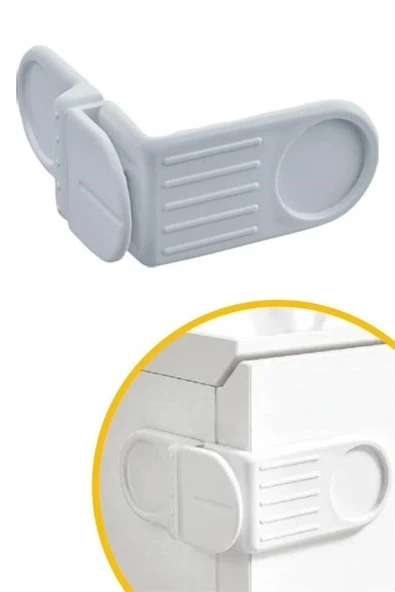 İpek Yıldızı® Bebek Çocuk Güvenlik Çekmece ve Dolap İçin Kendiliğinde Yapışkanlı Vidasız Köşe Kapak Kilidi - 4