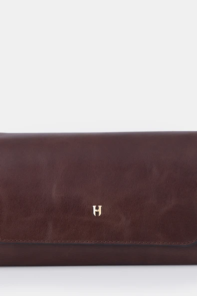 Connel Hakiki Deri Unisex Kapaklı Küçük El Çantası - Resim 4