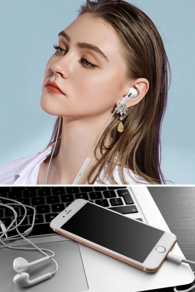 İpek Yıldızı® İphone Ucu Çıkışlı Pop Up Kulakiçi Yumuşak Kontrol Tuşlu Kulaklık - Resim 8