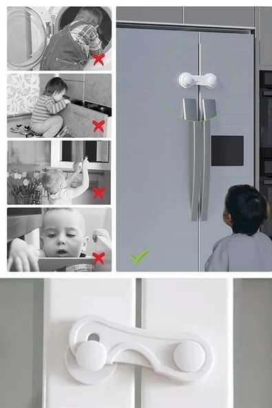 İpek Yıldızı® Bebek Çocuk Güvenliği Çekmece ve Dolap İçin Kendiliğinde Yapışkanlı Vidasız Kapak Kilidi - 7
