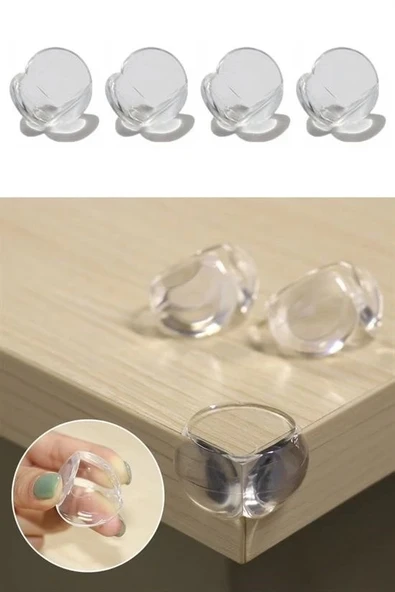 İpek Yıldızı® Bebek Çocuk Yumuşak ve Esnek Dairesel Şeffaf Yapışkanlı Güvenlik Köşe Koruyucu (4 Adet) - Resim 8