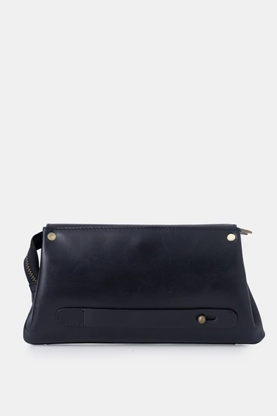 Connel Hakiki Deri Unisex Kapaklı Küçük El Çantası - Resim 3