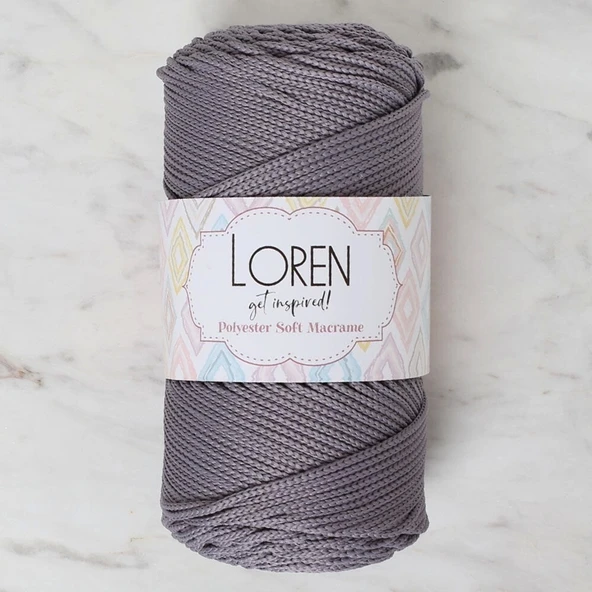 Loren Polyester Soft Macrame Gri El Örgü İpi - LM050 - 34448 - 1