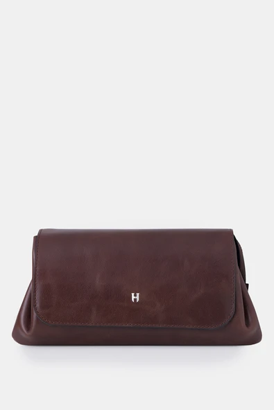 Connel Hakiki Deri Unisex Kapaklı Küçük El Çantası - Resim 5