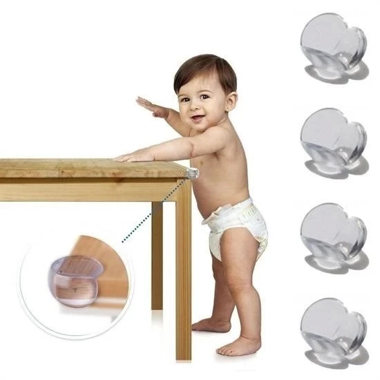 İpek Yıldızı® Bebek Çocuk Yumuşak ve Esnek Dairesel Şeffaf Yapışkanlı Güvenlik Köşe Koruyucu (4 Adet) ürün görseli 1