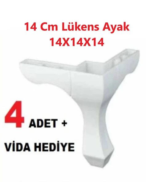 Mobilya Kanepe Baza Koltuk Çekyat Yükseltme Ayağı Plastik, Lükens Beyaz 14 Cm, 4 Adet - Resim 4