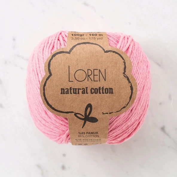 Loren Natural Cotton Pudra Pembesi El Örgü İpi - R100 - 33906 - 1