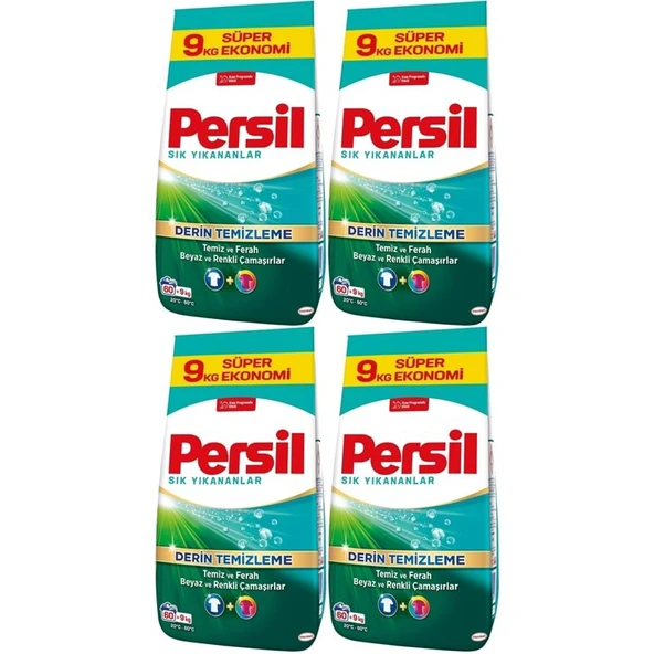Persil Matik Toz Çamaşır Deterjanı 36KG Sık Yıkananlar Beyaz ve Renkliler İçin (4PK*9KG)(240 Yıkama) ürün görseli