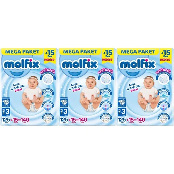 Molfix Bebek Bezi Beden:3 (4-9KG) Midi 420 Adet Mega Aylık Fırsat Pk ürün görseli