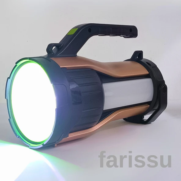 Güneş Enerjili, 7 Farklı Moda Sahip 10W LED Aydınlatma Solar Panelli Acil Durum  El Feneri - Resim 5