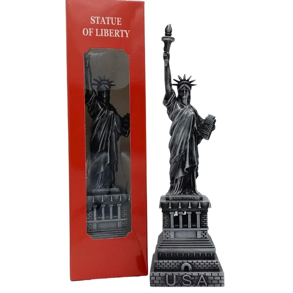 Metal Özgürlük Heykeli Gümüş Vintage Dekor USA 25cm ürün görseli