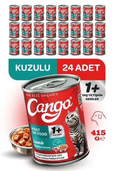 Cango Yetişkin Yaş Kedi Maması Kuzu Etli 415Gr 24Lü