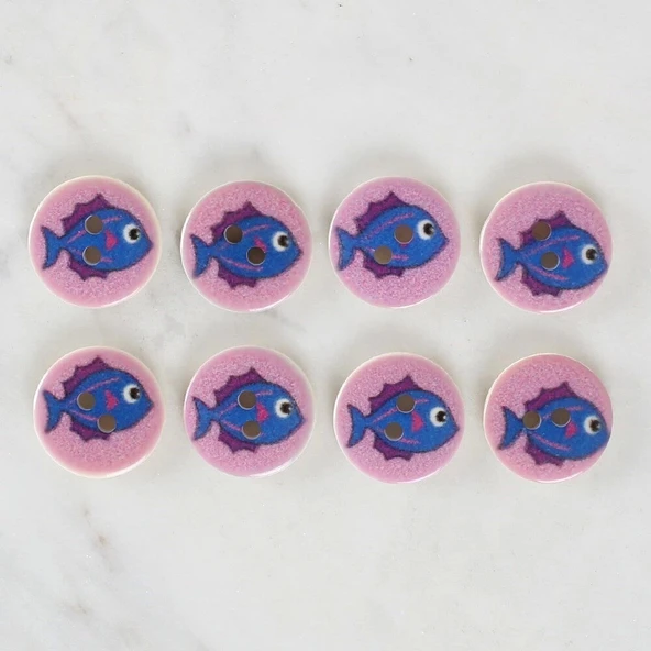 Loren Crafts 8'li Balık Düğme - 1163 - 2