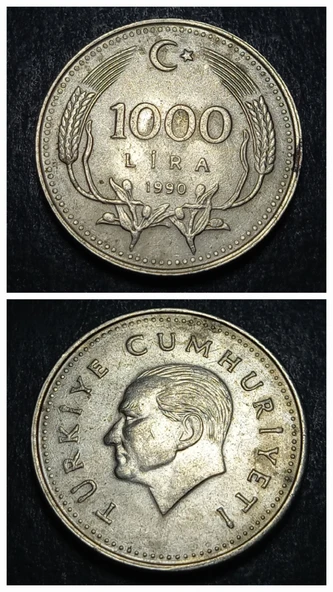 Escoines 399636899182e942bf 1990 1000lira ççt+ %69,5 Bakır para ürün görseli 1