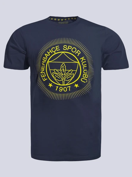 Fenerbahçe Orijinal Lisanslı Lacivert Tribün Tek Renk Logolu Erkek Tshirt - 1
