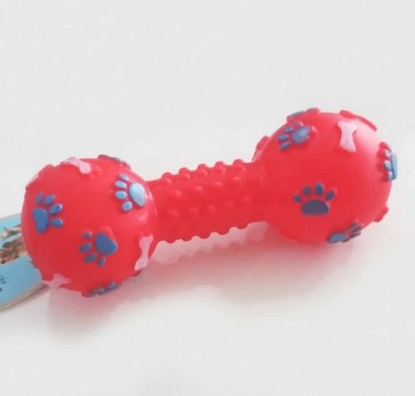 Leash Shop Köpek Kedi Sesli Oyuncak Plastik Pati Desenli Kırmızı-Pembe