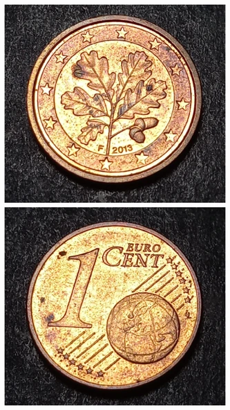 Escoines 39963689910a5cfe03 Almanya 1 Eurocent, 2013 bakır kaplı çelik ÇT Para ürün görseli 1