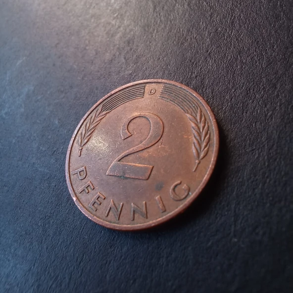 Escoines 39963689a706366194 1989 D Almanya 2Pfennig ÇÇT+ para - Resim 2