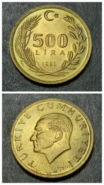 Escoines 3996368990425aae6b 1991 500 LİRA ÇİL %70 Bakır ve %30 Çinko Para ürün görseli 1