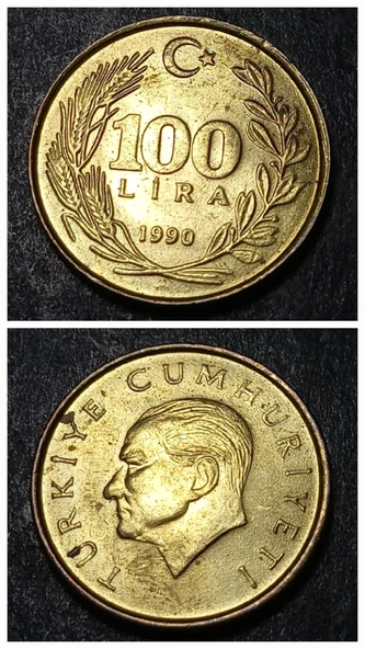 Escoines 3996368990171b4a22 1990 100LİRA ÇÇT+ %70 Bakır para ürün görseli 1