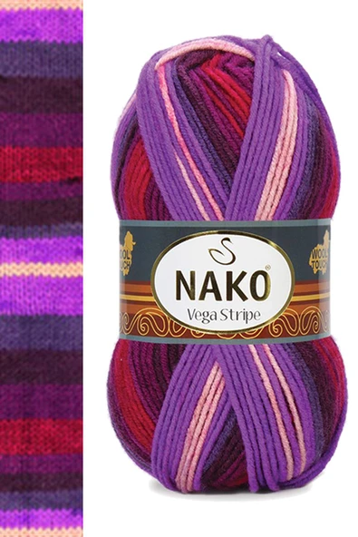 5 Adet Vega Stripe Premium Akrilik El Örgü İpi Yünü No: 82412 - Resim 4