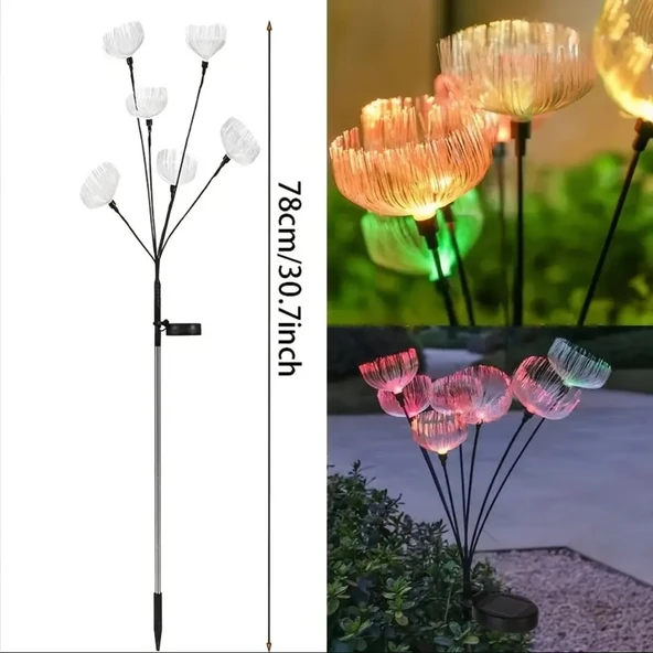 SOLAR 6 TOP LED SARI RENK DENİZ ANASI LED BAHÇE AYDINLATMA SOLAR BAHÇE SÜSÜ SGE1004 - 5
