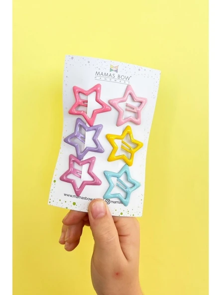 Genç ve Çocuk Trend Renkli Yıldız Çıtçıt Toka Seti 6lı - 2