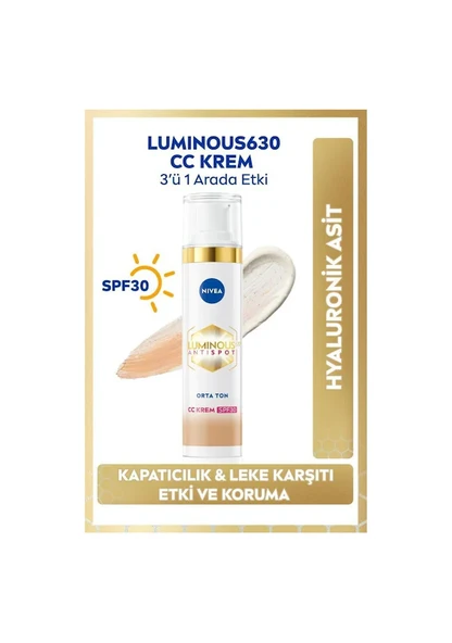 NIVEA LUMINOUS LEKE KARŞITI CC KREM ORTA TON 40 ML - 1