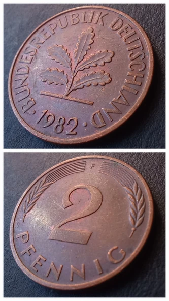 Escoines 39963689a675d06e0a 1982 F Almanya 2 Pfennig ÇİL para - 1