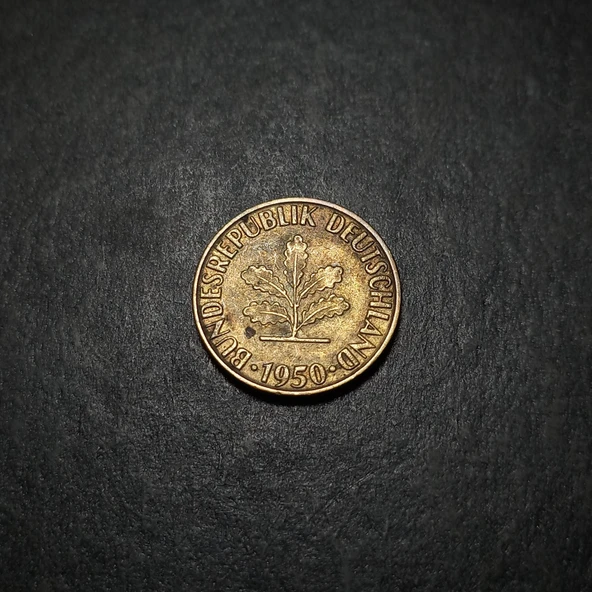 Escoines 39963689901fd6ff99 1950 Almanya 5 Pfennig çt Pirinç kaplamalı çelik para - Resim 2