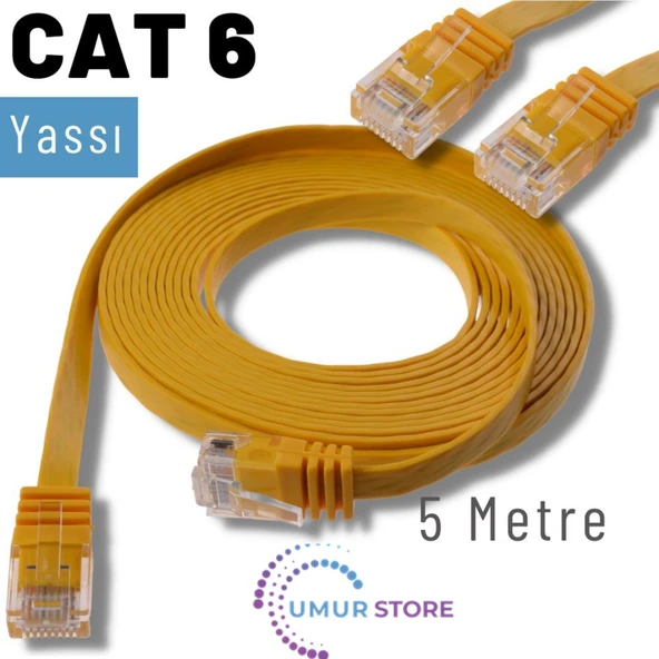 5 Metre Cat6 Kablo Yassı Ethernet Network Lan Ağ Internet Kablosu ürün görseli 1