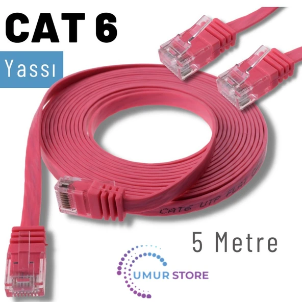 5 Metre Cat6 Kablo Yassı Ethernet Network Lan Ağ Internet Kablosu ürün görseli 1