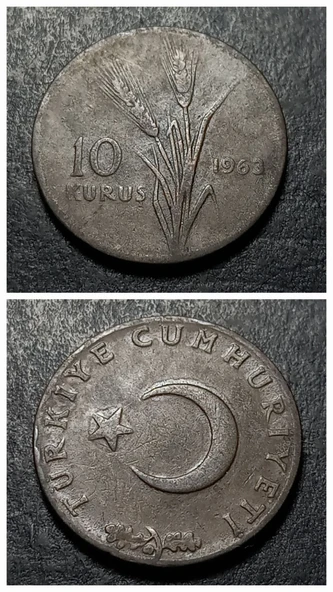 Escoines 39963687345f5e8a2f 1963 10 Kuruş temiz %95 Bakır Para