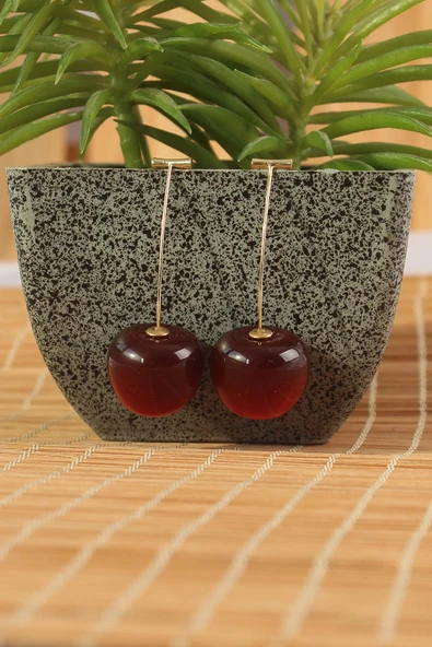 Gold Renk Kiraz Model Kadın Küpe - 4