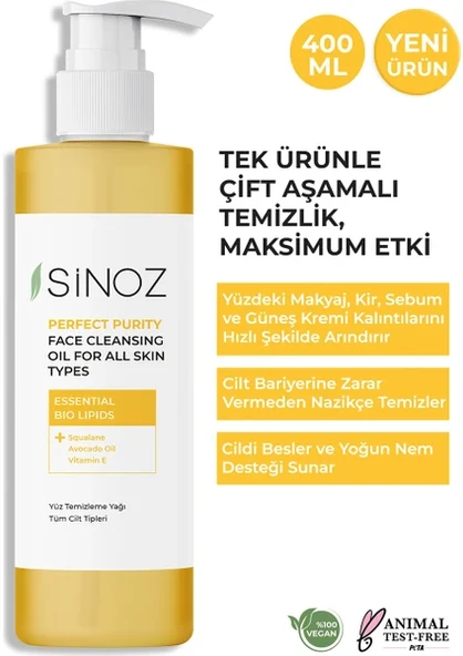 Sinoz Perfect Purify 400 ml Yüz Temizleme Yağı - 2