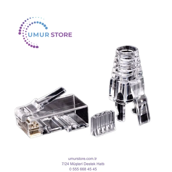 50 Adet Cat6 RJ45 Konektörü Utp Kablo Ethernet Jakı 8P8C Ağ Cat 6 Modüler Fişler 6.5mm RJ45 Kapaklı ürün görseli 1