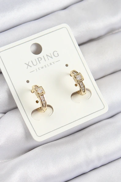 Xuping Zirkon Taşlı Kemer Model Gold Renk Kadın Küpe - 1