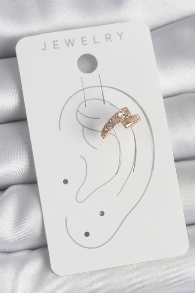 Pirinç Gold Renk Zirkon Taşlı Kadın Kıkırdak Küpe - 2