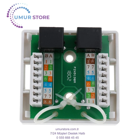 2 Adet 2-Port CAT5E Duvar Yüzey Dağı Kompakt Kutu Ağ Internet Kablosu - 2