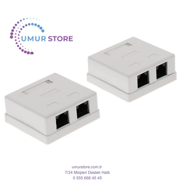 2 Adet 2-Port CAT5E Duvar Yüzey Dağı Kompakt Kutu Ağ Internet Kablosu