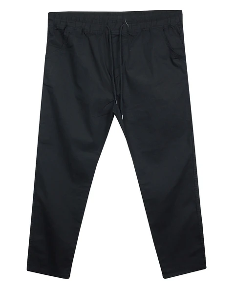 Erkek 118 -156 Kilo Arası İçin Uygun Lastikli Paça Bağcıklı Battal Boy Gabardin Pantolon Siyah