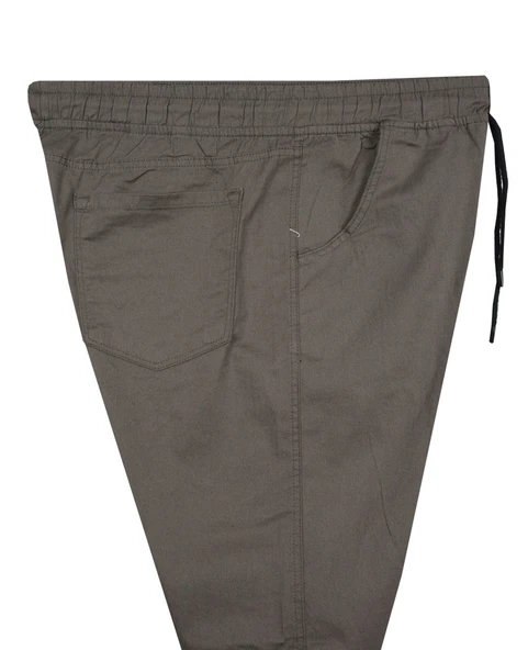 Erkek 118 -156 Kilo Arası İçin Uygun Lastikli Paça Bağcıklı Battal Boy Gabardin Pantolon Toprak - 3